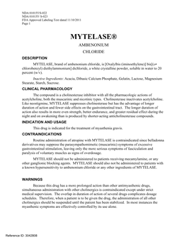 Mytelase (Ambenonium Chloride)