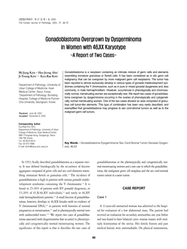 Gonadoblastoma Overgrown by Dysgerminoma in Women with 46,XX Karyotype -A Report of Two Cases