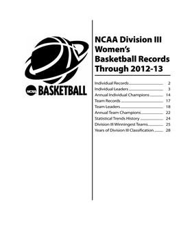 NCAA Division III Women's Basketball Records Through 2012-13