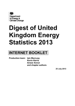 Digest of United Kingdom Energy Statistics 2013