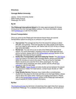 Directions Carnegie Mellon University