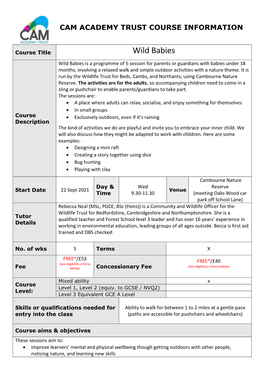 Course Information Sheet