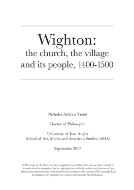 The Church, the Village and Its People, 1400-1500