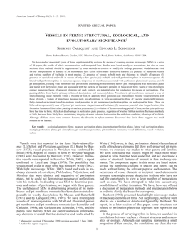 Vessels in Ferns: Structural, Ecological, and Evolutionary Significance1