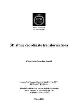 3D Affine Coordinate Transformations