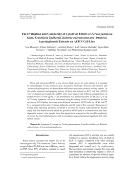 The Evaluation and Comparing of Cytotoxic Effects of Ferula