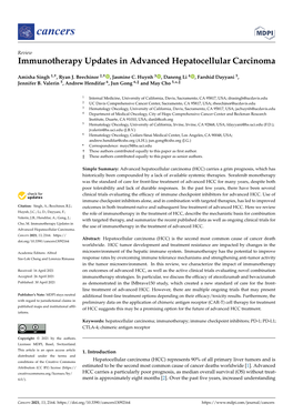 Immunotherapy Updates in Advanced Hepatocellular Carcinoma