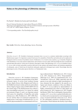 Notes on the Phenology of Dittrichia Viscosa