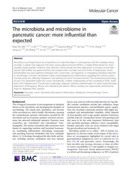 The Microbiota and Microbiome in Pancreatic Cancer: More Influential