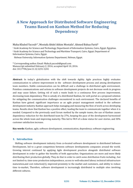 A New Approach for Distributed Software Engineering Teams Based on Kanban Method for Reducing Dependency