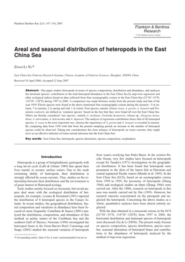 Areal and Seasonal Distribution of Heteropods in the East China Sea