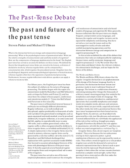 The Past and Future of the Past Tense the Past-Tense Debate