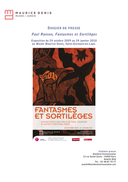 Paul Ranson, Fantasmes Et Sortilèges