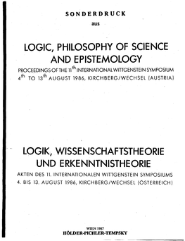 Logic, Philosophy of Science and Epistemology Logik