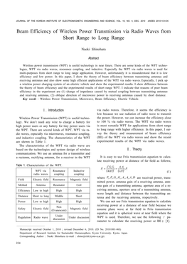 Beam Efficiency of Wireless Power Transmission Via Radio Waves from Short Range to Long Range