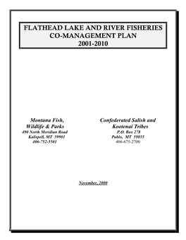 Flathead Lake and River Fisheries Co-Management Plan 2001-2010