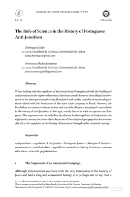 The Role of Science in the History of Portuguese Anti-Jesuitism
