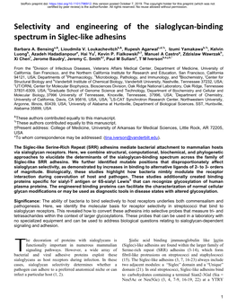 Selectivity and Engineering of the Sialoglycan-Binding Spectrum in Siglec-Like Adhesins