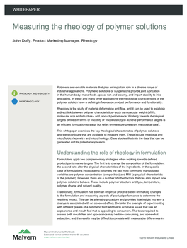 Measuring the Rheology of Polymer Solutions