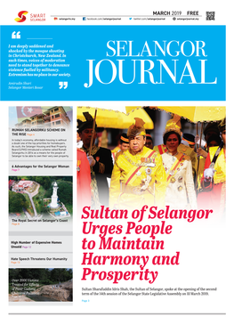 Sultan of Selangor Urges People to Maintain Harmony and Prosperity