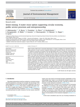 Sewer-Mining: a Water Reuse Option Supporting Circular Economy, Public Service Provision and Entrepreneurship