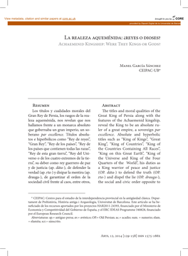 La Realeza Aqueménida: ¿Reyes O Dioses? Achaemenid Kingship: Were They Kings Or Gods?