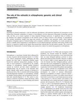 The Role of the Retinoids in Schizophrenia: Genomic and Clinical Perspectives