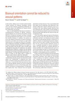 Bisexual Orientation Cannot Be Reduced to Arousal Patterns