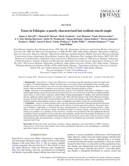 Enset in Ethiopia: a Poorly Characterized but Resilient Starch Staple Heada=Headb=Heada=Headb/Heada Headb=Headc=Headb=Headc/Headb James S