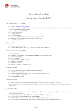 Sodium Stearoyl Lactylate MSDS Manufacturers