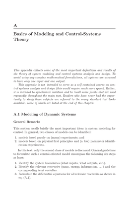 A Basics of Modeling and Control-Systems Theory