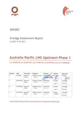 Ecology Assessment Report Lot 51 RP896380, Lots18, 21 & 30 on BWR 98 and Lot 20 on BWR 267 Report