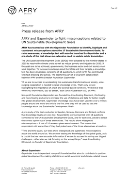 Press Release from AFRY