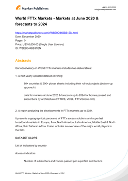 World Fttx Markets