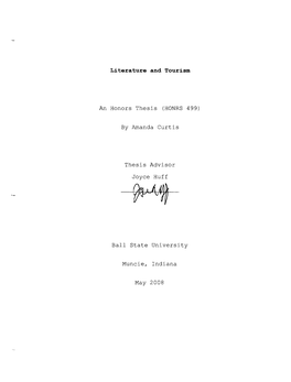 Literature and Tourism an Honors Thesis