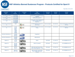 NSF Athletics Banned Sustances Program - Products Certified for Sport ®