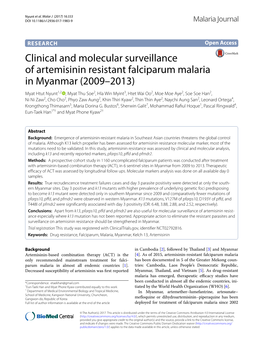 Clinical and Molecular Surveillance of Artemisinin Resistant Falciparum