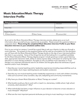 Music Education/Music Therapy Interview Profile