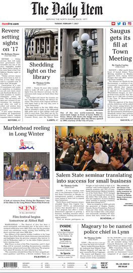 Saugus Gets Its Fill at Town Meeting at That Point, James Reached at Tgrillo@Item- Marsh, the City’S Commu- Live.Com