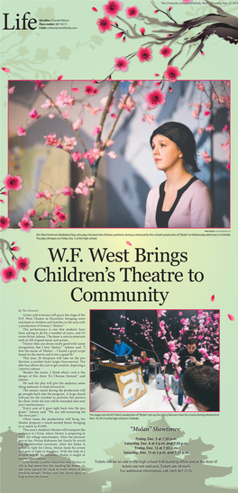 W.F. West Brings Children's Theatre to Community