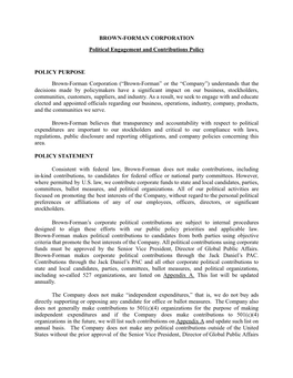 Political Engagement and Contributions Policy