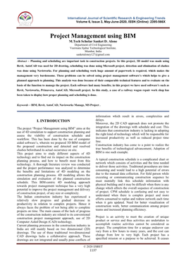 Project Management Using BIM M.Tech Scholar Sanket D