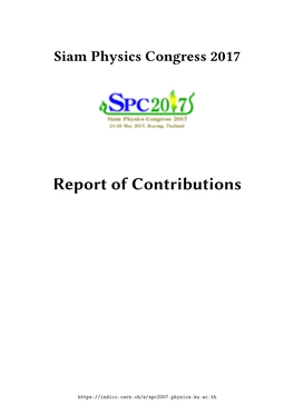 Report of Contributions