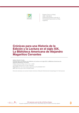 Crónicas Para Una Historia De La Edición Y La Lectura En El Siglo XIX