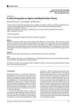 A Critical Perspective on Ageism and Modernization Theory