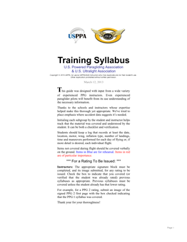 USPPA Training Syllabus