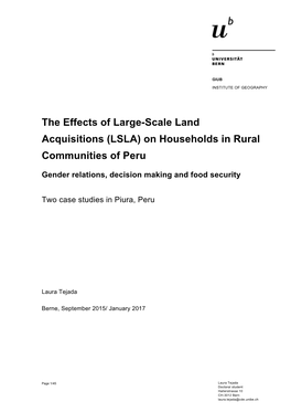 The Effects of Large-Scale Land Acquisitions (LSLA) on Households in Rural Communities of Peru