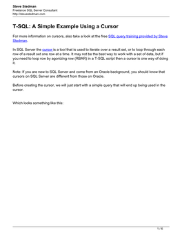 T-SQL: a Simple Example Using a Cursor
