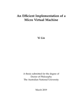 An Efficient Implementation of a Micro Virtual Machine