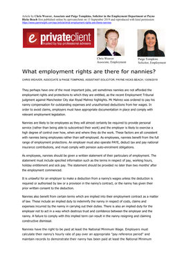 What Employment Rights Are There for Nannies?